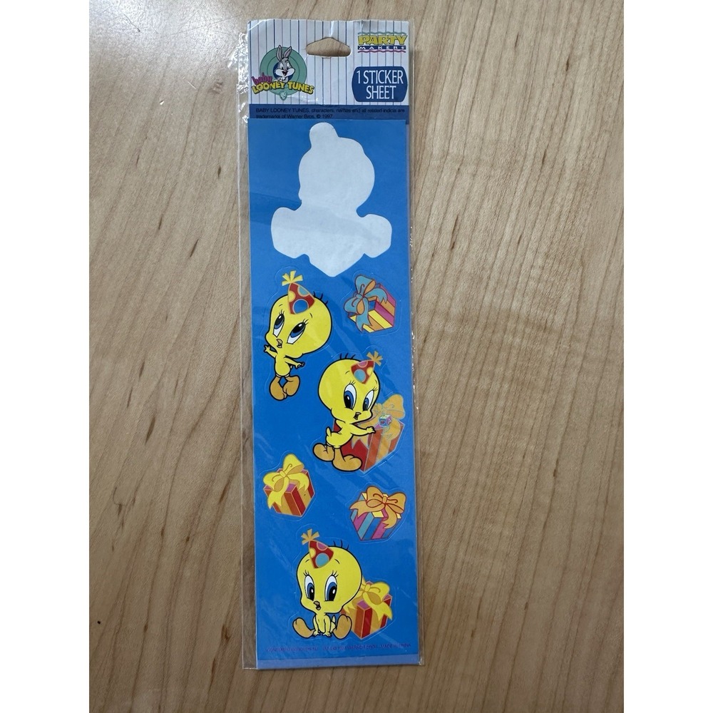 Baby Looney Tunes Tweety Bird Birthday Sticker Sheet Party Makers B8088SZ1 1997